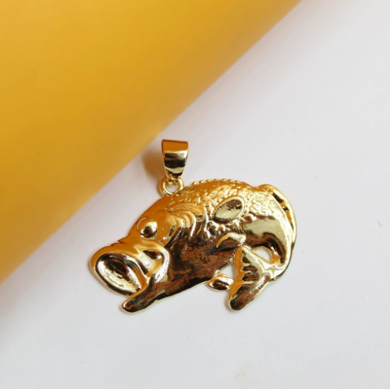 18K Rhodium Filled Bass Fish Pendant | Bass Fish pendant (A76)