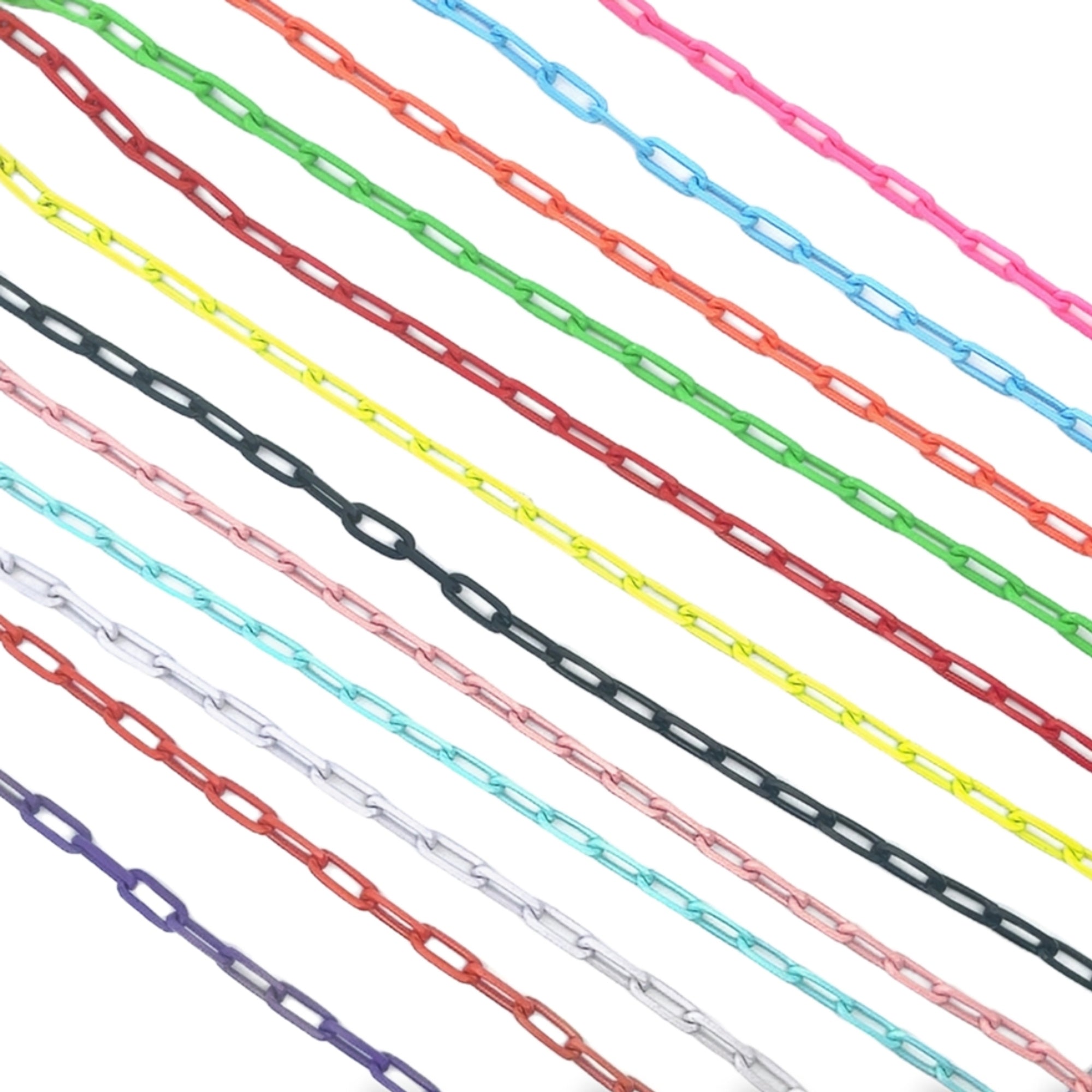 3mm Colorful Enamel Paperclip Chain Bracelets (I326)