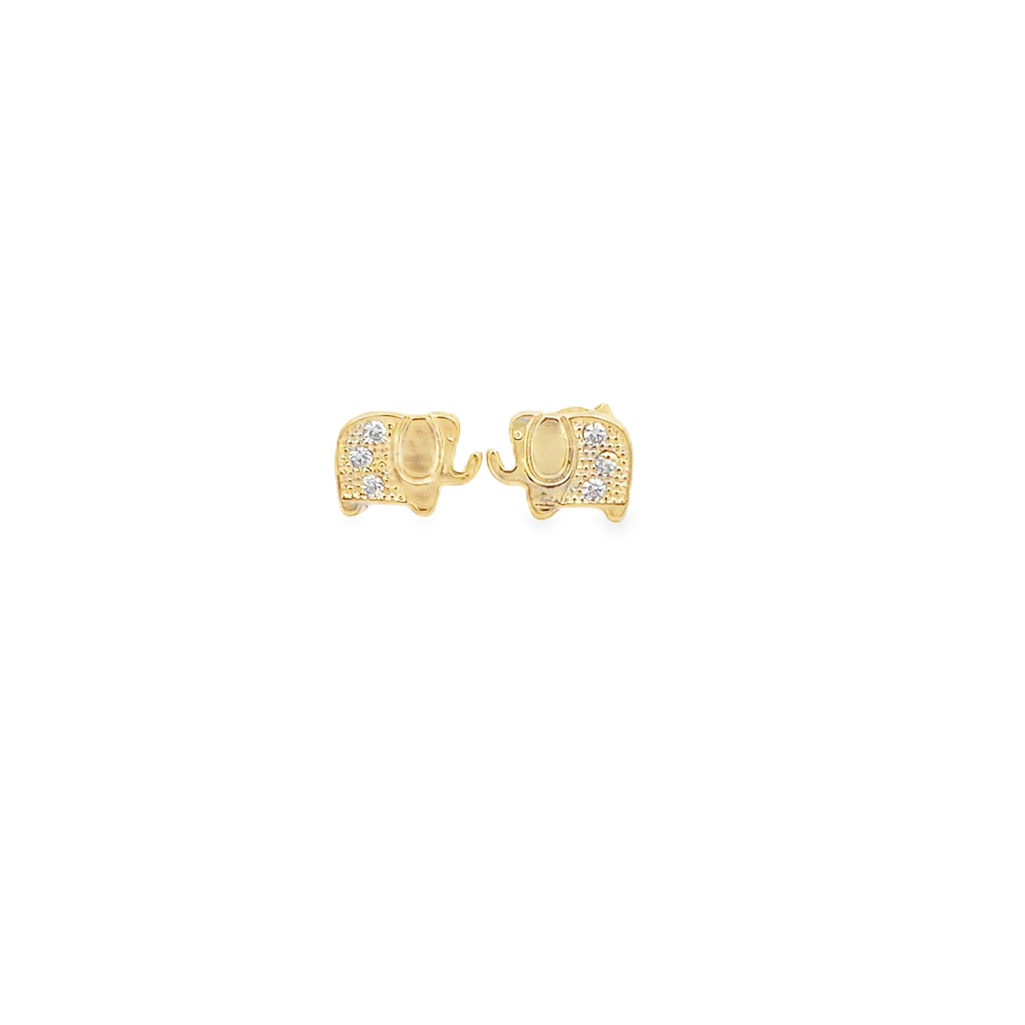 18K Gold Filled CZ Elephant Stud Earrings